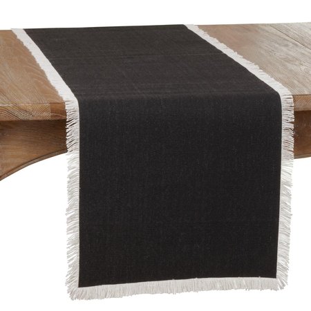 SARO LIFESTYLE SARO  Table Runner with Fringe Border Design 443.BK1672B